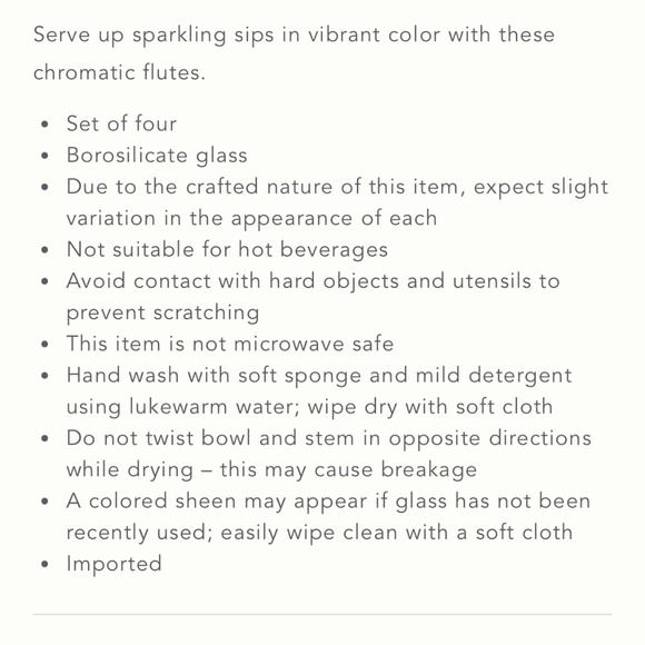 Anthropologie "Morgan Flutes Set of 4 in Soft Blush" NWT - Picture 4 of 9